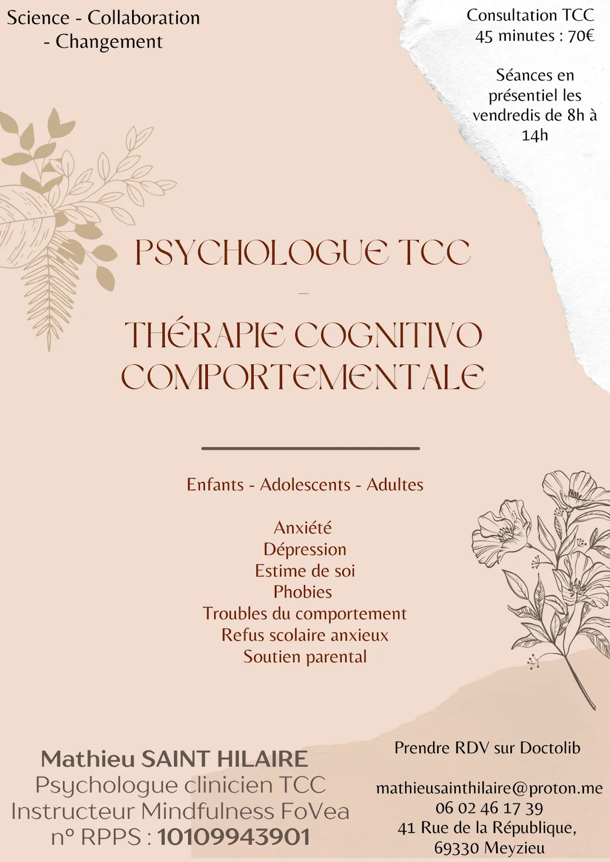 Cabinet de M. Mathieu Saint Hilaire, psychologue à Meyzieu · photo 5