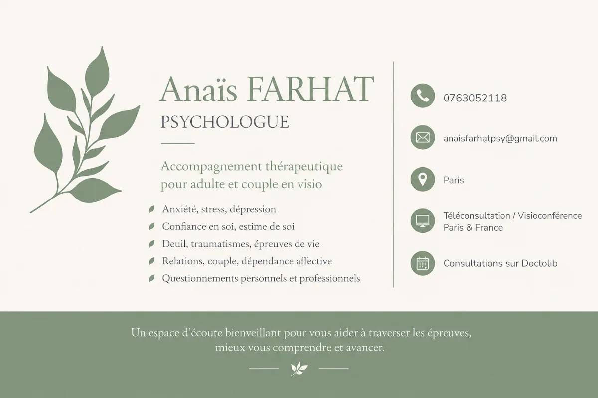 Cabinet de Mme Anaïs Farhat, psychologue à Paris 15e Arrondissement · photo 3